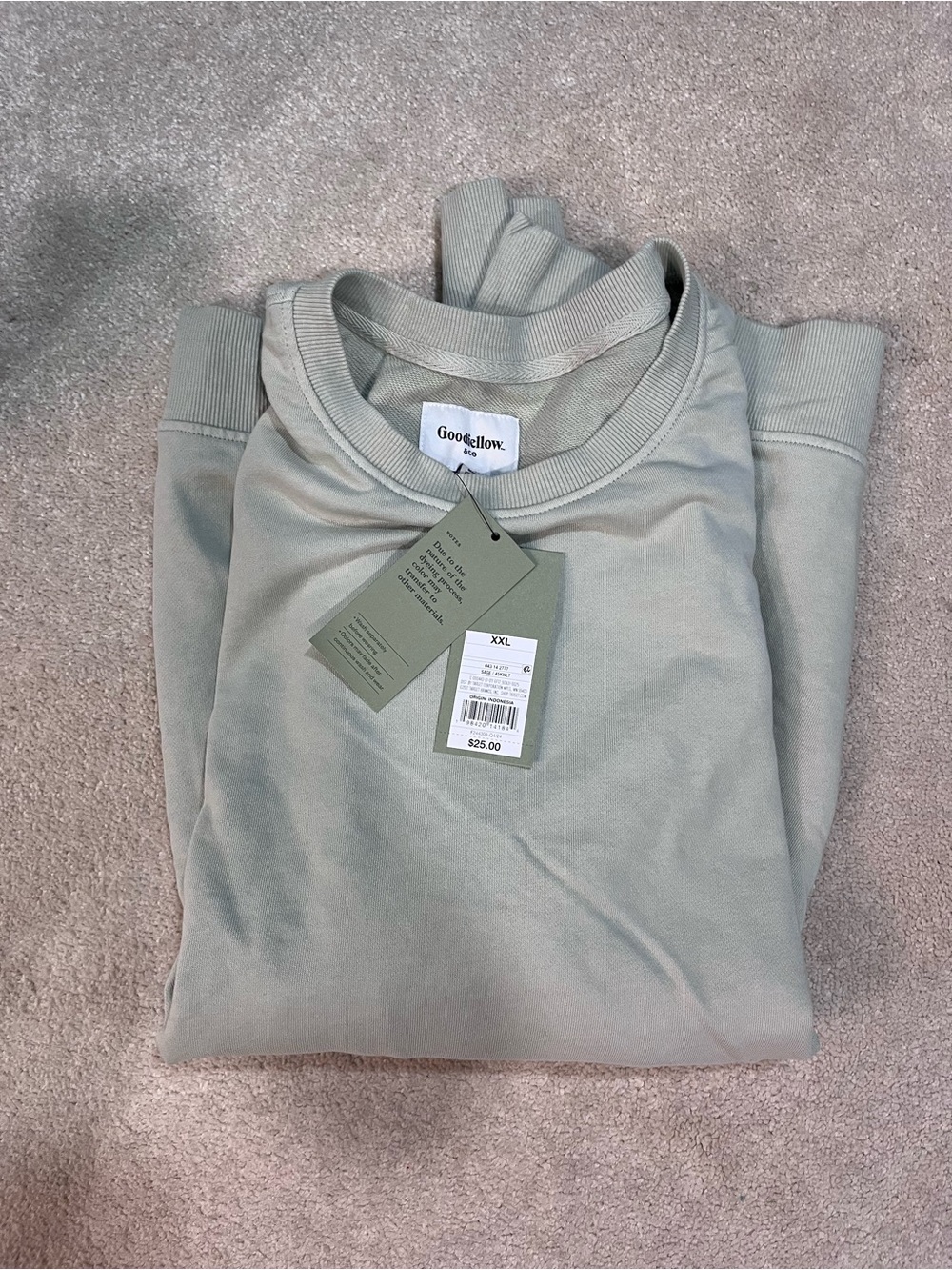 Goodfellow & Co Men’s XXL Sage Green Crewneck Sweatshirt NWT